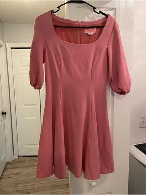 kate spade Pink Scoop-Neck Puff Sleeve Midi Dress